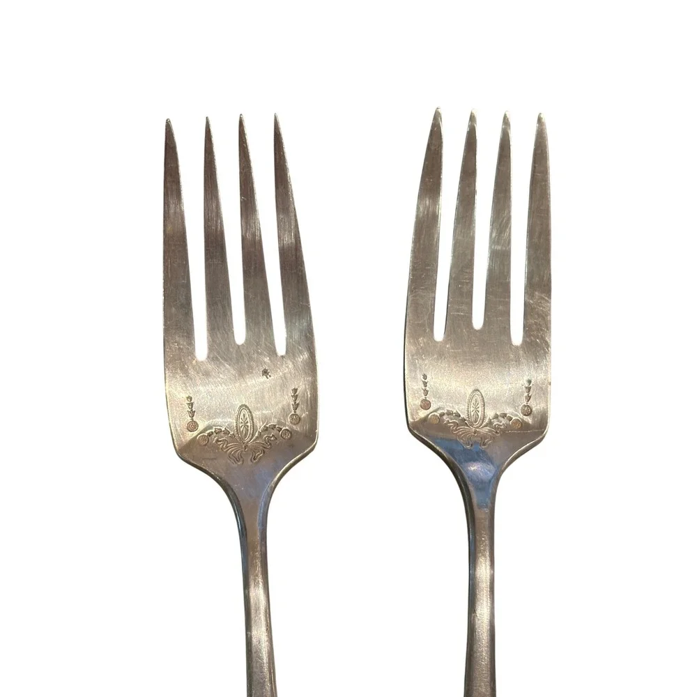 Vintage Lot of 4 Community Plate ADAM 1917 Embellished bowl Salad Forks